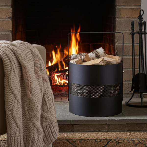 Koš na dřevo kruhový s úchytem AERO HOLD 2