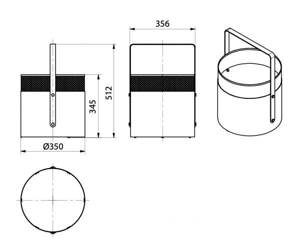 Koš na dřevo kruhový s úchytem AERO HOLD 1